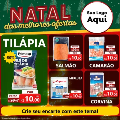 Modelo de Rede Social para Feed Facebook com o tema Natal das Melhores Ofertas para Peixaria