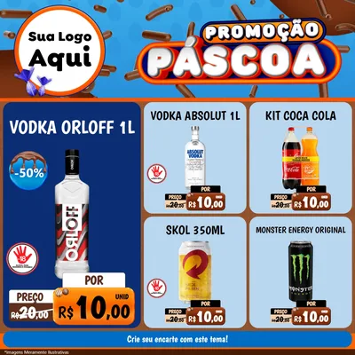 Modelo de Rede Social para Feed Facebook com o tema Promoção Páscoa para Distribuidora de bebidas