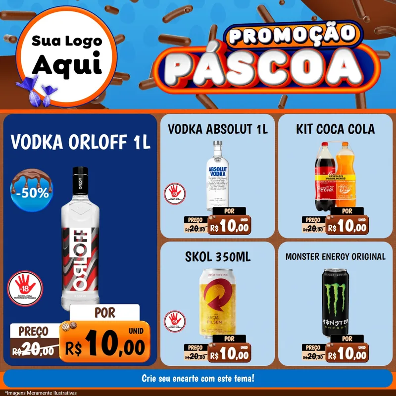 Modelo de Rede Social para Feed Facebook com o tema Promoção Páscoa para Distribuidora de bebidas