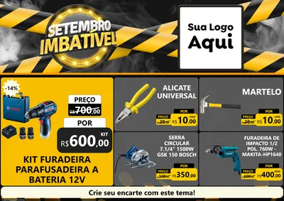 Modelo de Encarte para Encarte A4 Horizontal com o tema Setembro Imbatível para Maquinas e Ferramentas