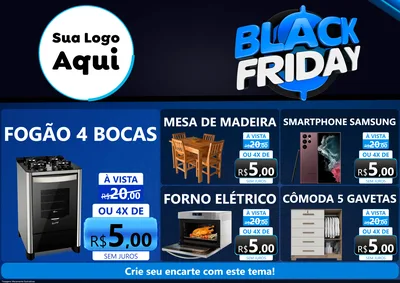 Modelo de Encarte para Encarte A4 Horizontal com o tema Black Friday para Móveis e Eletro