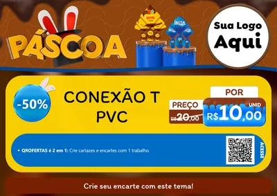 Modelo de Cartaz para Cartaz A4 Horizontal com o tema Páscoa para Tubos e conexões