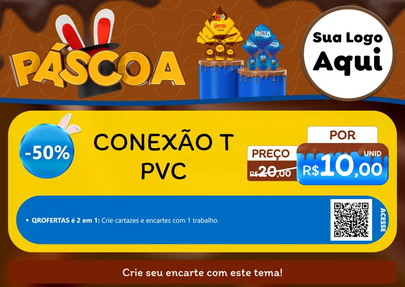 Modelo de Cartaz para Cartaz A4 Horizontal com o tema Páscoa para Tubos e conexões