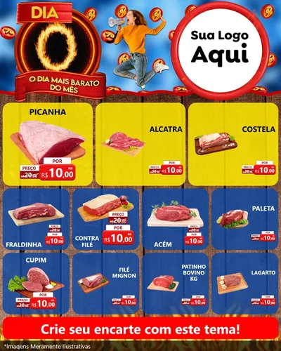 Modelo de Rede Social para Feed Instagram com o tema Dia O - O Dia Mais Barato Do Mês para Açougue