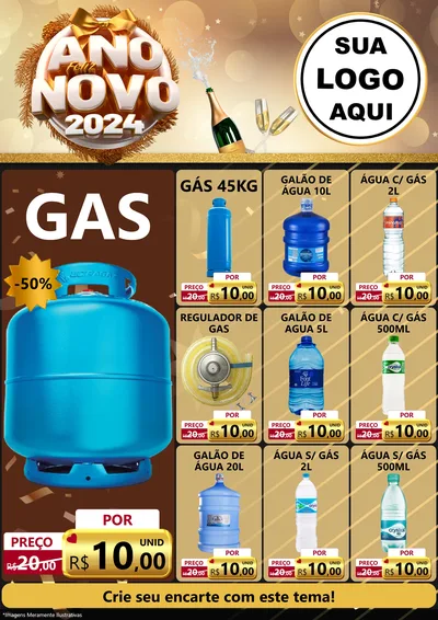 Modelo de Encarte para Encarte A4 Vertical com o tema Feliz Ano Novo 2027 para Água e gás