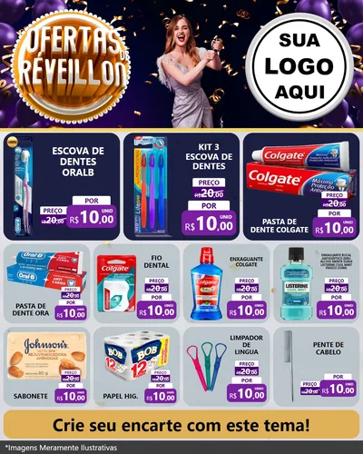 Modelo de Rede Social para Feed Instagram com o tema Ofertas de Réveillon para Higiene Pessoal