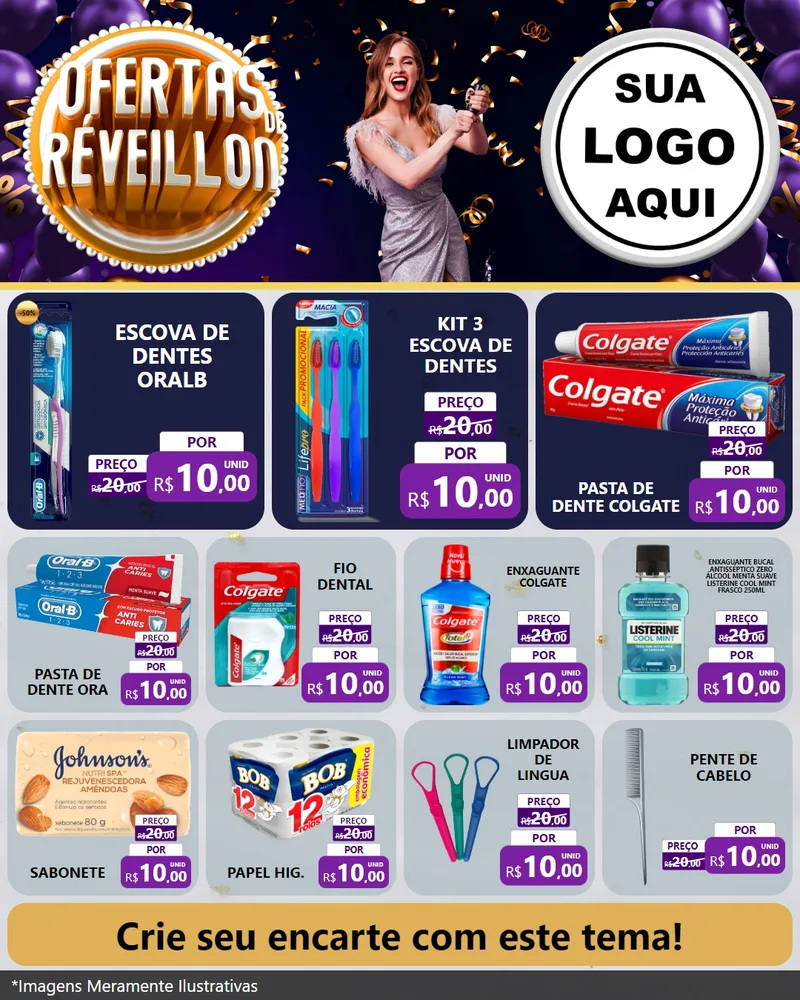 Modelo de Rede Social para Feed Instagram com o tema Ofertas de Réveillon para Higiene Pessoal