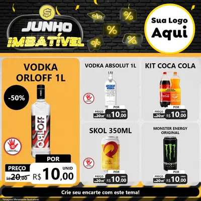 Modelo de Rede Social para Feed Facebook com o tema Junho Imbatível para Distribuidora de bebidas