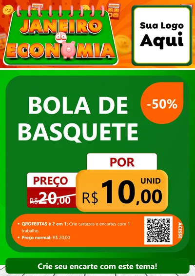 Modelo de Cartaz para Cartaz A4 Vertical com o tema Janeiro da Economia para Artigos Esportivos