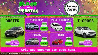 Modelo de TV para TV Horizontal com o tema Bloco de Ofertas para Concessionaria de Carros