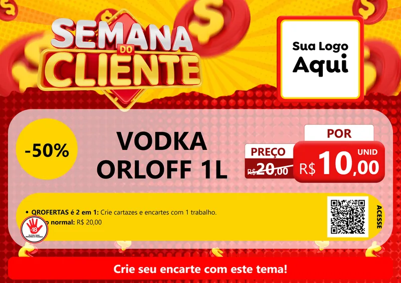 Modelo de Cartaz para Cartaz A4 Horizontal com o tema Semana do Cliente para Distribuidora de bebidas