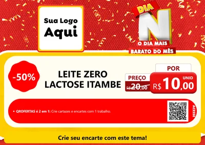 Modelo de Cartaz para Cartaz A4 Horizontal com o tema Dia N o Dia Mais Barato do Mês para Frios e Laticínios