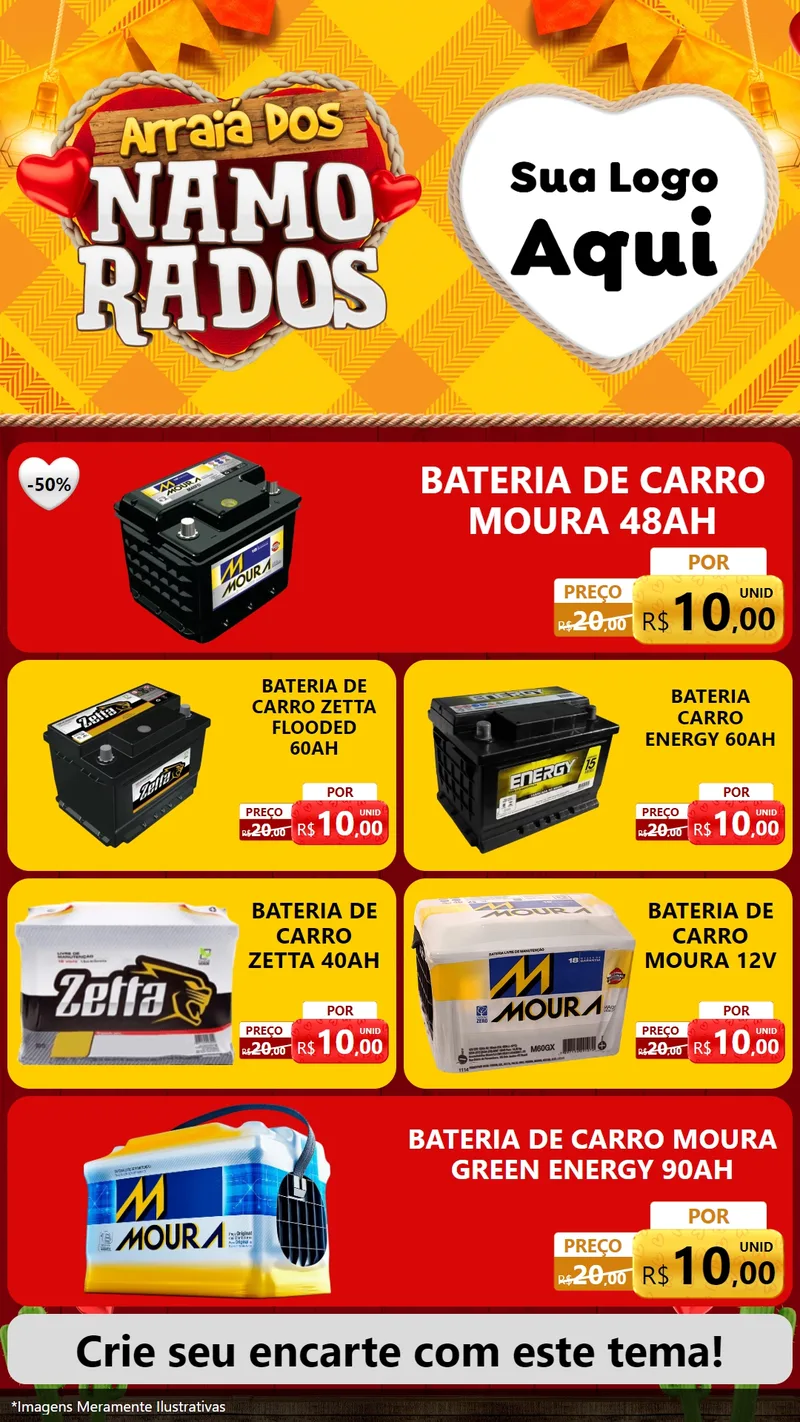 Modelo de TV para TV Vertical com o tema Arraiá dos Namorados para Baterias Elétricas