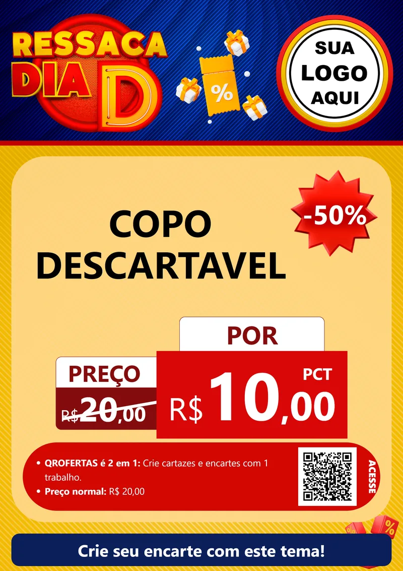 Modelo de Cartaz para Cartaz A4 Vertical com o tema Ressaca Dia D para Embalagens
