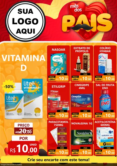 Modelo de Encarte para Encarte A4 Vertical com o tema Mês Dos Pais para Farmácia