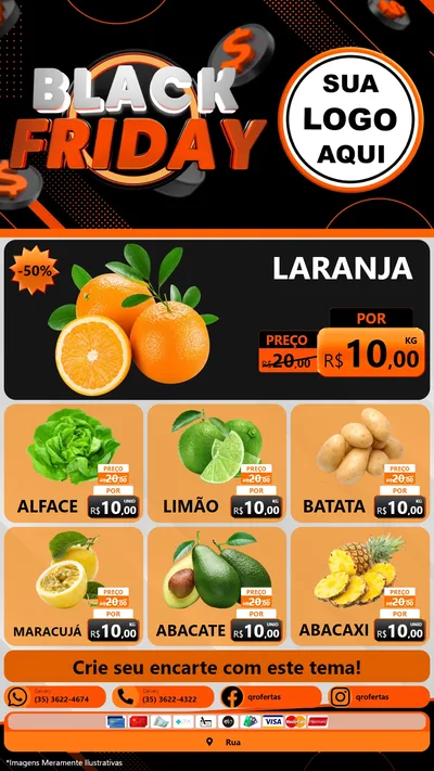 Modelo de Rede Social para Stories com o tema Black Friday para Hortifrúti