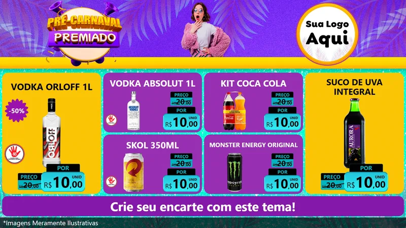 Modelo de TV para TV Horizontal com o tema Pré-Carnaval Premiado para Distribuidora de bebidas