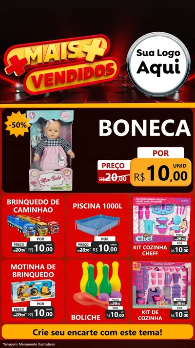 Modelo de Rede Social para Stories com o tema Mais Vendidos para Brinquedos