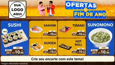 Modelo de TV para TV Horizontal com o tema Ofertas de Fim de Ano para Comida japonesa
