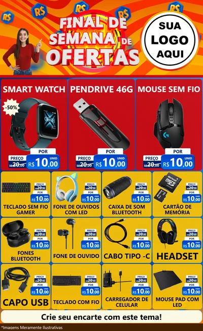 Modelo de Encarte para Encarte Grande com o tema Final de Semana de Ofertas para Informática