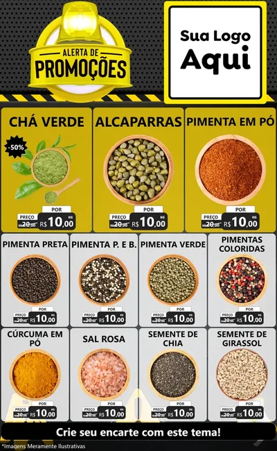 Modelo de Encarte para Encarte Grande com o tema Alerta de Promoções para Produtos Naturais