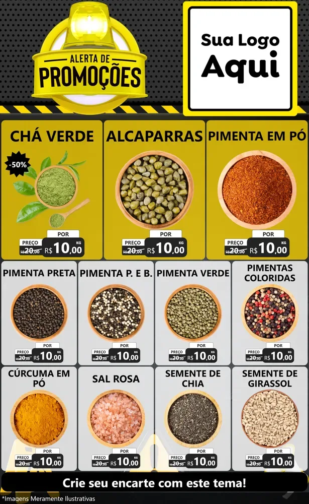 Modelo de Encarte para Encarte Grande com o tema Alerta de Promoções para Produtos Naturais