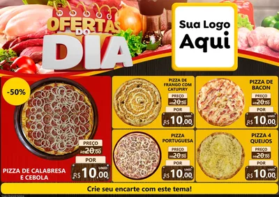 Modelo de Encarte para Encarte A4 Horizontal com o tema Ofertas do Dia para Pizzaria