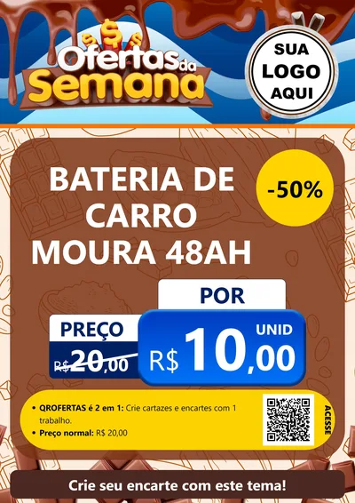 Modelo de Cartaz para Cartaz A4 Vertical com o tema Ofertas da Semana - Páscoa para Baterias Elétricas