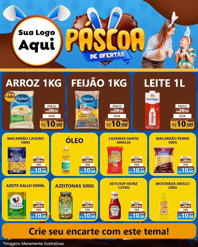 Modelo de Rede Social para Feed Instagram com o tema Páscoa de Ofertas para Supermercado