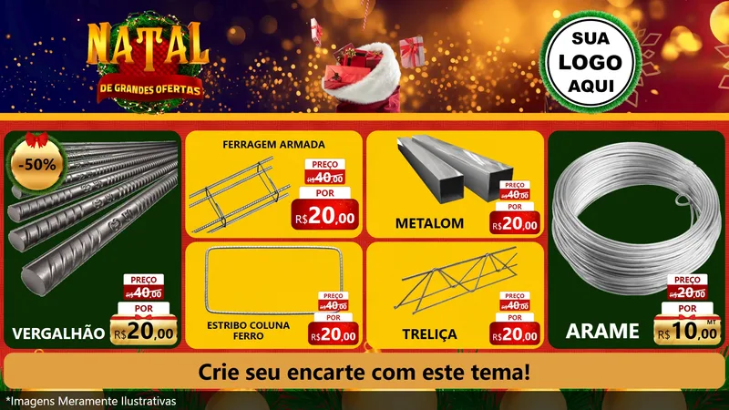 Modelo de TV para TV Horizontal com o tema Natal de Grandes Ofertas para Ferragens