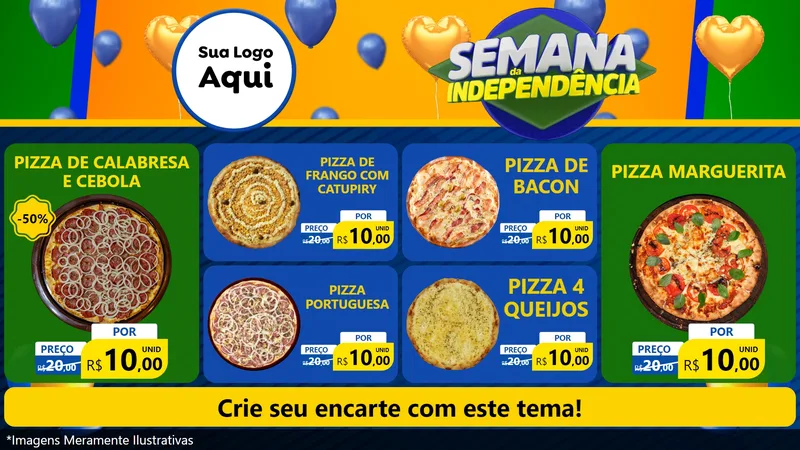 Modelo de TV para TV Horizontal com o tema Semana da Independência para Pizzaria