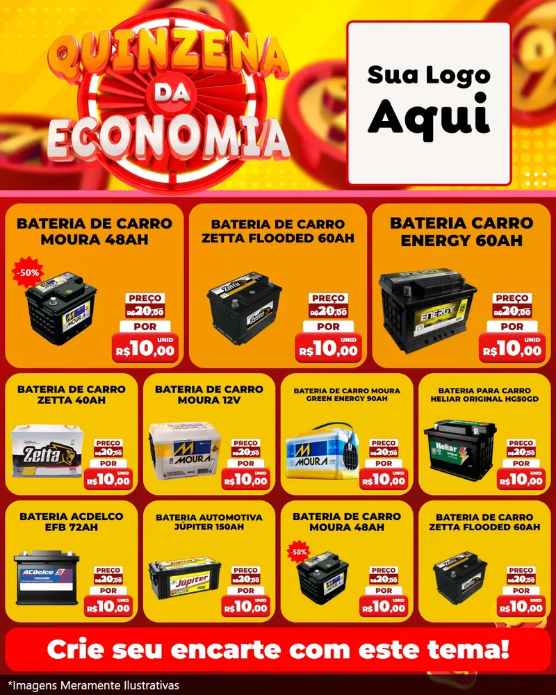 Modelo de Rede Social para Feed Instagram com o tema Quinzena Da Economia para Baterias Elétricas
