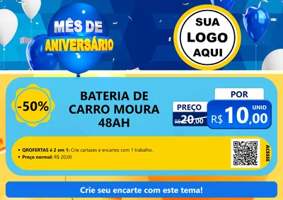 Modelo de Cartaz para Cartaz A4 Horizontal com o tema Mês de Aniversário para Baterias Elétricas