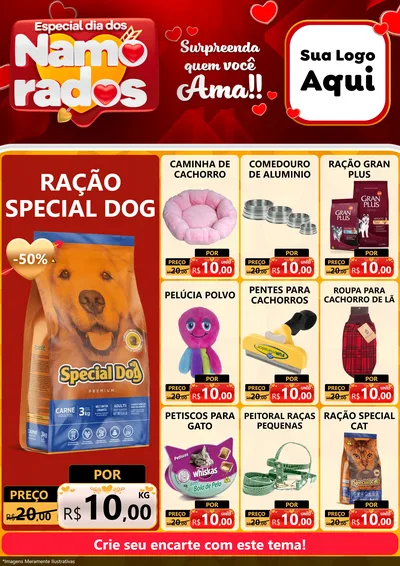 Modelo de Encarte para Encarte A4 Vertical com o tema Especial Dia dos Namorados para Pet Shop