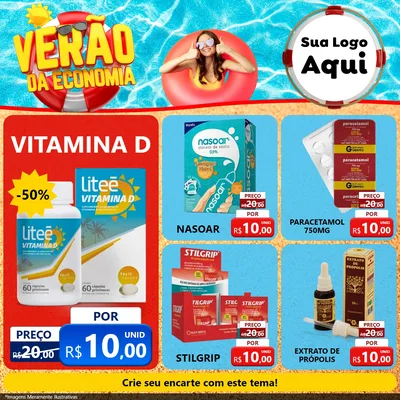 Modelo de Rede Social para Feed Facebook com o tema Verão da Economia para Farmácia