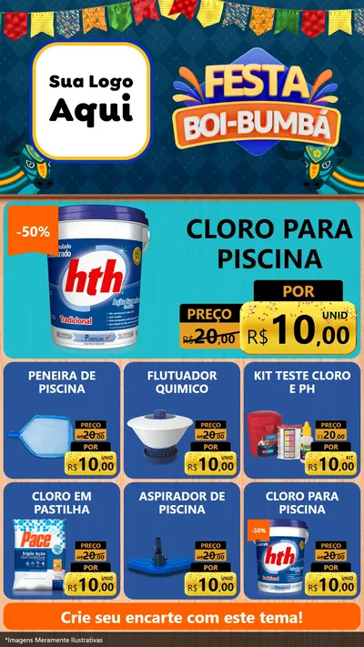 Modelo de Rede Social para Stories com o tema Festa Boi Bumbá para Produtos para Piscina