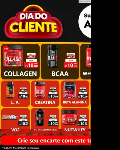 Modelo de Rede Social para Feed Instagram com o tema Dia do Cliente para Suplementos alimentares