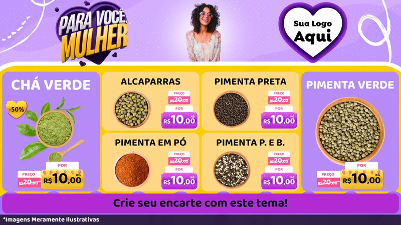 Modelo de TV para TV Horizontal com o tema Para Você, Mulher para Produtos Naturais