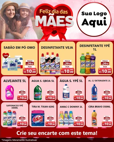 Modelo de Rede Social para Feed Instagram com o tema Feliz Dia Das Mães para Produtos de Limpeza