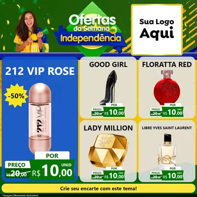 Modelo de Rede Social para Feed Facebook com o tema Ofertas da Semana da Independência para Perfumes