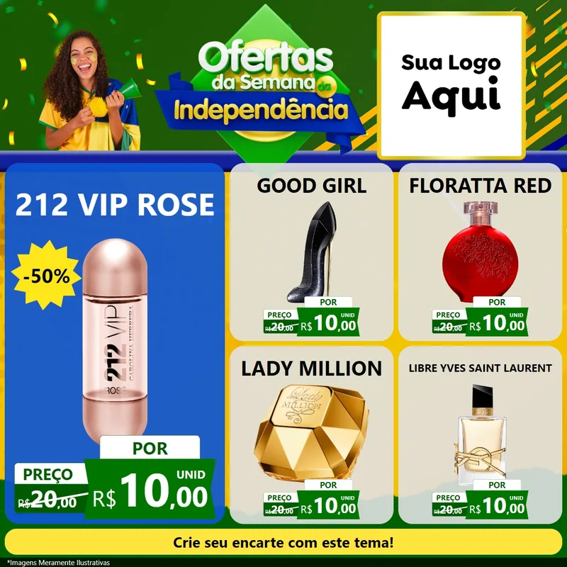 Modelo de Rede Social para Feed Facebook com o tema Ofertas da Semana da Independência para Perfumes