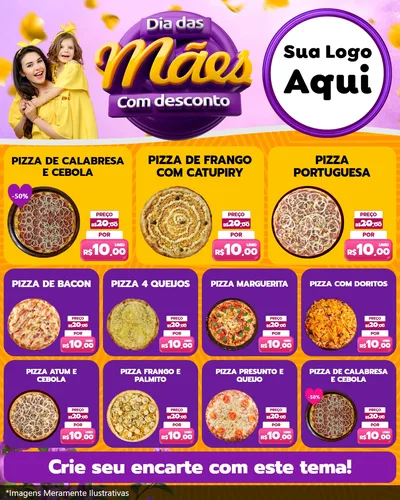 Modelo de Rede Social para Feed Instagram com o tema Dia das Mães com Desconto para Pizzaria