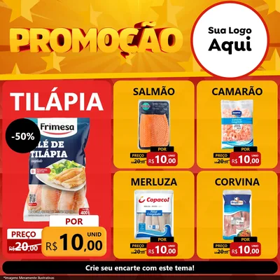 Modelo de Rede Social para Feed Facebook com o tema Promoção para Peixaria