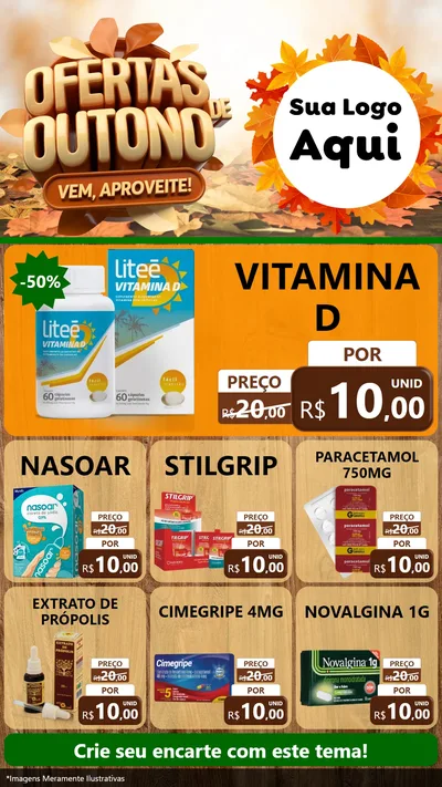 Modelo de Rede Social para Stories com o tema Ofertas de Outono - Vem, Aproveite! para Farmácia