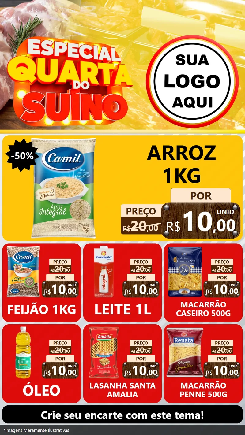 Modelo de Rede Social para Stories com o tema Especial Quarta do Suíno para Supermercado