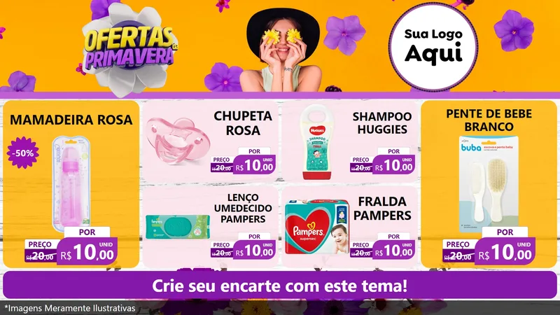 Modelo de TV para TV Horizontal com o tema Ofertas Da Primavera para Bebês