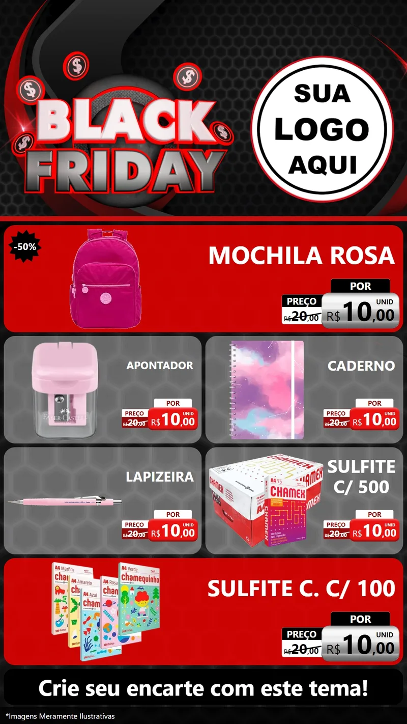 Modelo de TV para TV Vertical com o tema Black Friday para Papelaria