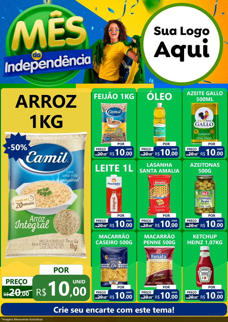 Modelo de Encarte para Encarte A4 Vertical com o tema Mês da Independência para Supermercado
