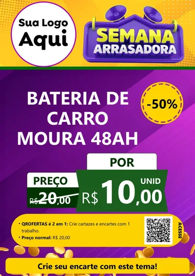 Modelo de Cartaz para Cartaz A4 Vertical com o tema Semana Arrasadora para Baterias Elétricas