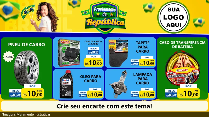 Modelo de TV para TV Horizontal com o tema Proclamação da República para Auto peças